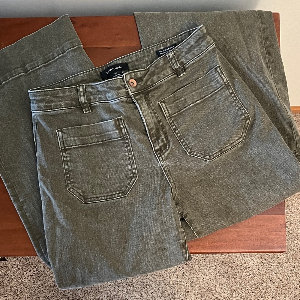 Sanctuary Olive Wide Leg Pants, Size 28